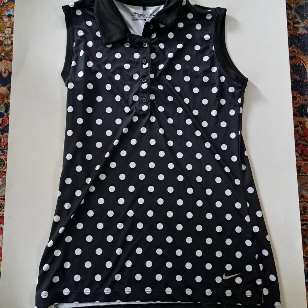 Nike golf dri dry fit black white polka dot sleeveless size small women